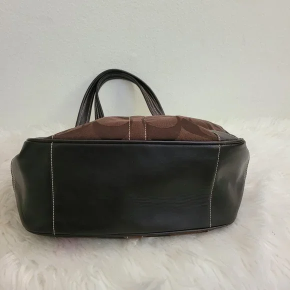COACH Signature Jacquard Brown Leather Tote G0768-11292 - Picture 7 of 13